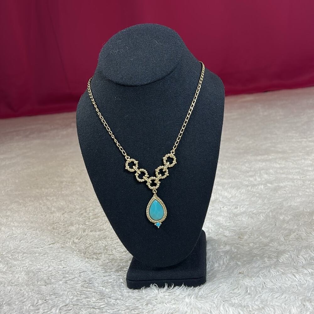 2028 gold and‎ turquoise pendant necklace